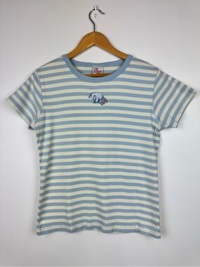 DISNEY Vintage Powder Blue Stripe Crewneck Eeyore 100% Cotton Tees  size Medium